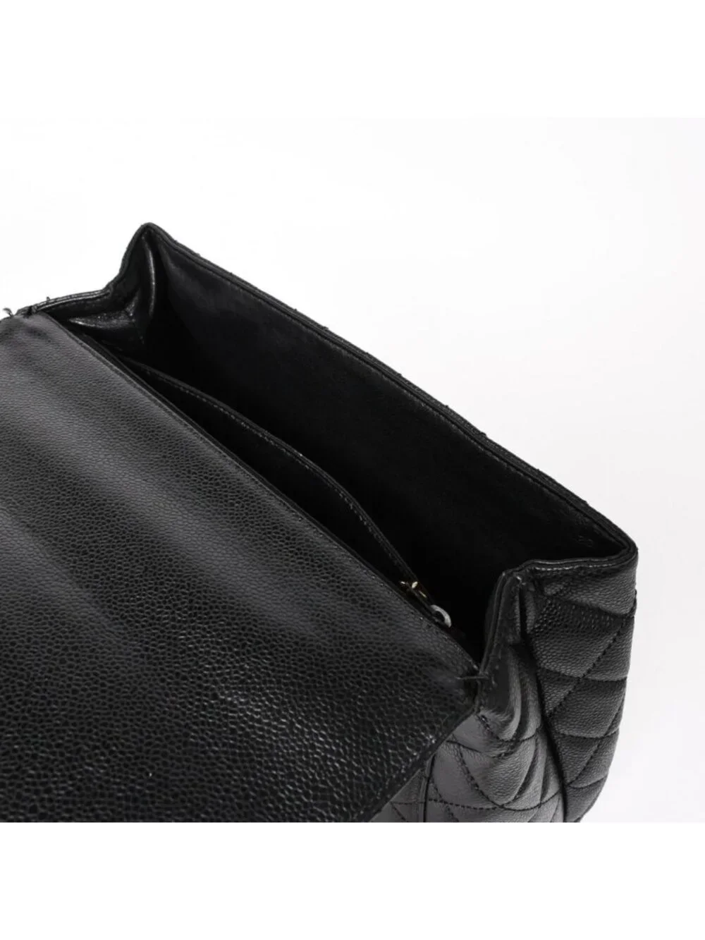 Chanel Quilted CC Logo CC Handbag Top Handle Turnlock Caviar Leather Black Gold